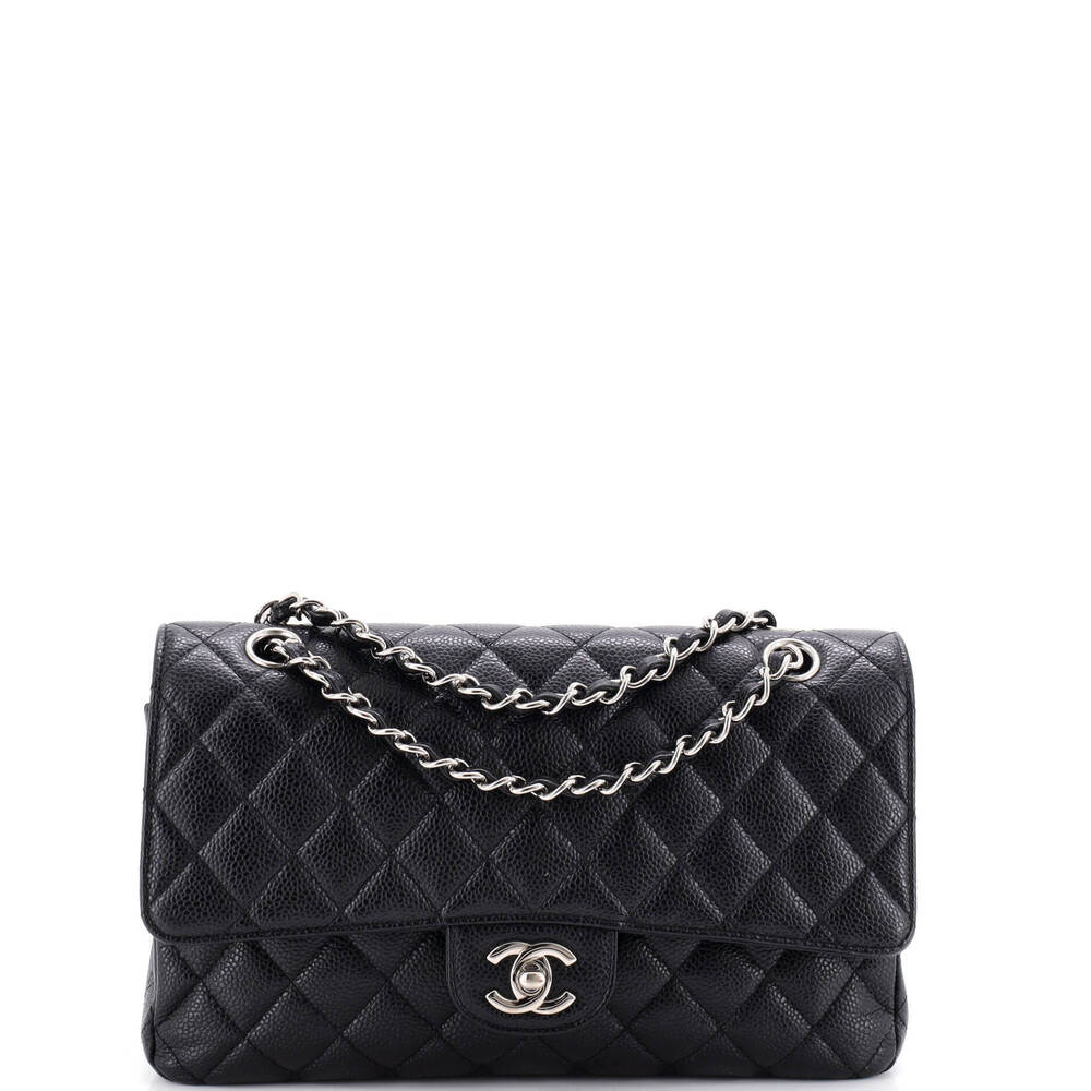 Chanel Medium Vintage Classic Double Flap Bag Quilted Caviar